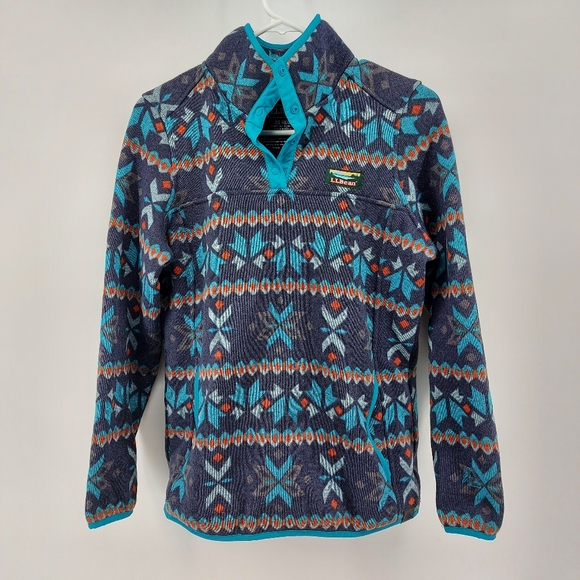 L.L. Bean Sweaters - L.L.Bean patterned half snap pullover sweater Size XS
